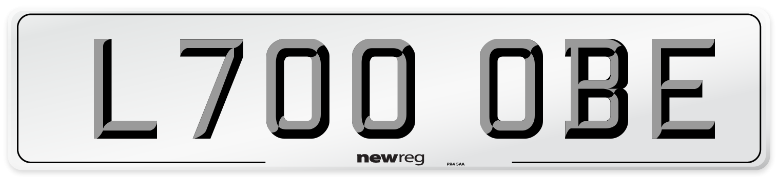 L700 OBE Number Plate from New Reg